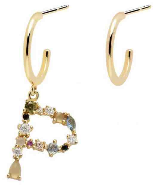 PDPAOLA Pozlacené asymetrické náušnice písmeno "P" AR01-266-U + 2 měsíce na vrácení zboží