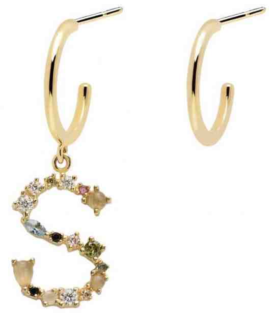 PDPAOLA Pozlacené asymetrické náušnice písmeno "S" AR01-269-U + 2 měsíce na vrácení zboží