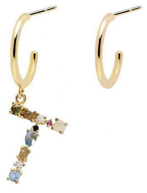 PDPAOLA Pozlacené asymetrické náušnice písmeno "T" AR01-270-U + 2 měsíce na vrácení zboží