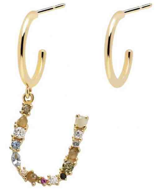 PDPAOLA Pozlacené asymetrické náušnice písmeno "U" AR01-271-U + 2 měsíce na vrácení zboží