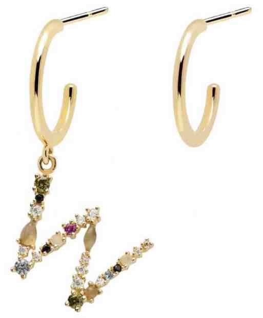 PDPAOLA Pozlacené asymetrické náušnice písmeno "W" AR01-273-U + 2 měsíce na vrácení zboží