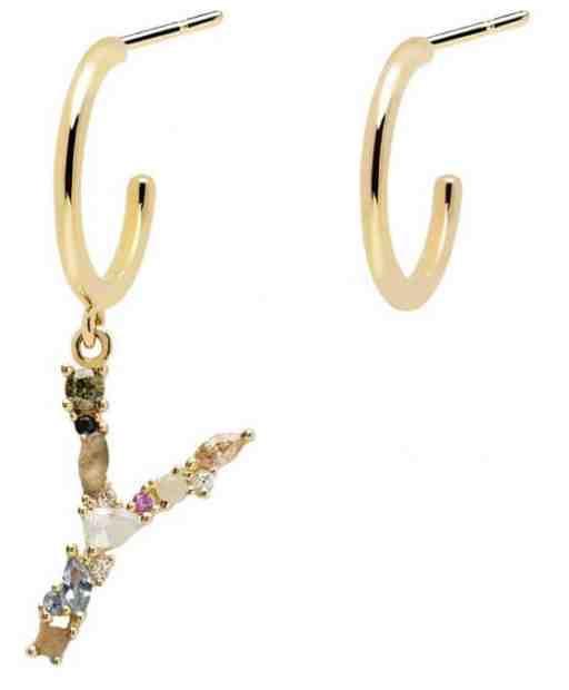 PDPAOLA Pozlacené asymetrické náušnice písmeno "Y" AR01-275-U + 2 měsíce na vrácení zboží