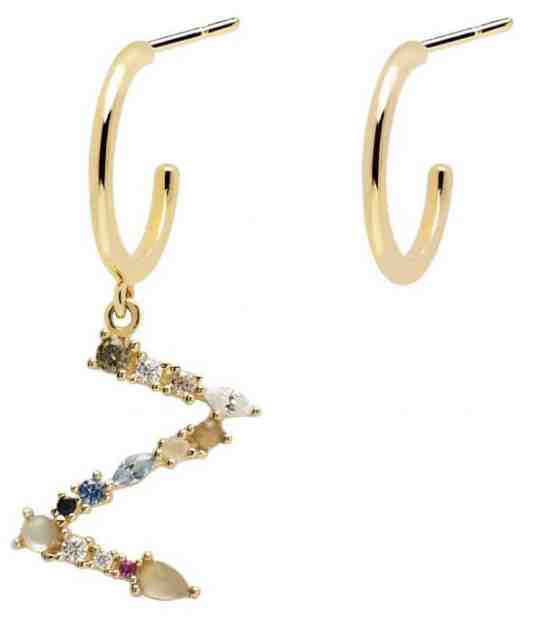 PDPAOLA Pozlacené asymetrické náušnice písmeno "Z" AR01-276-U + 2 měsíce na vrácení zboží