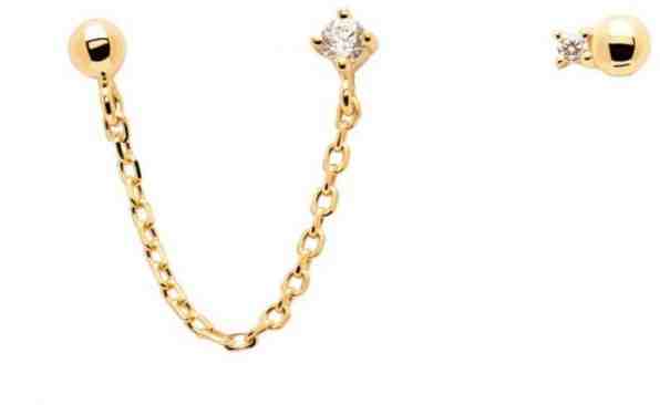 PDPAOLA Pozlacené asymetrické náušnice se zirkony MUSKETEER Gold AR01-384-U + 2 měsíce na vrácení zboží