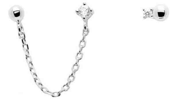 PDPAOLA Stříbrné asymetrické náušnice se zirkony MUSKETEER Silver AR02-384-U + 2 měsíce na vrácení zboží