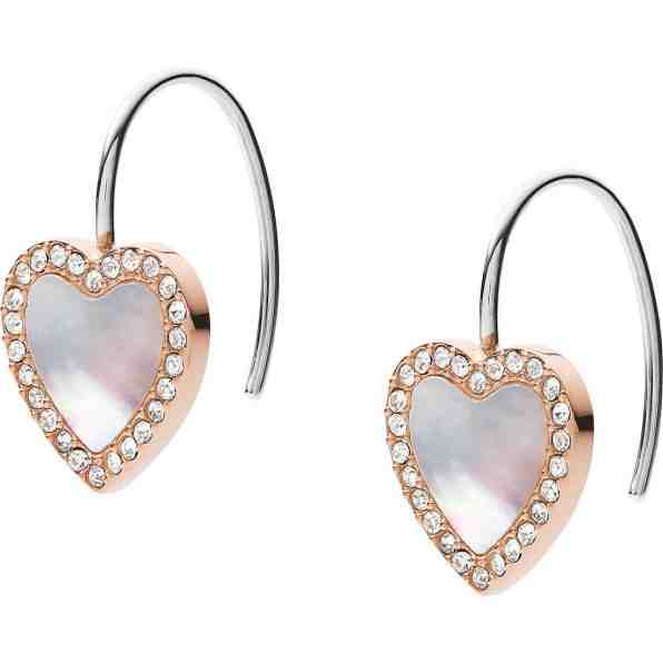 Fossil Dámské srdíčkové náušnice s krystaly JF03456791 + 2 měsíce na vrácení zboží