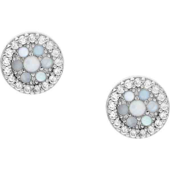 Fossil Stříbrné náušnice pecky s blyštivými kamínky JFS00518040 + 2 měsíce na vrácení zboží