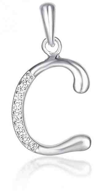 JVD Stříbrný přívěsek se zirkony "C" SVLP0364XH2BI0C + 2 měsíce na vrácení zboží