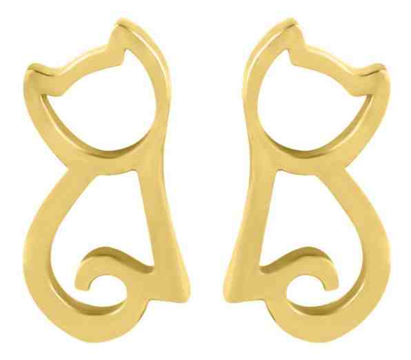 Troli Moderní pozlacené náušnice Kočka + 2 měsíce na vrácení zboží