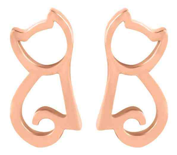 Troli Moderní bronzové náušnice Kočka + 2 měsíce na vrácení zboží