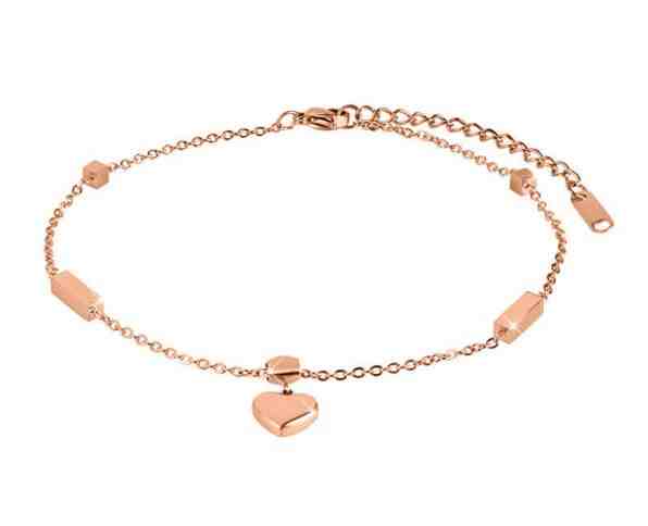 Troli Bronzový řetízek na nohu se srdíčkem + 2 měsíce na vrácení zboží