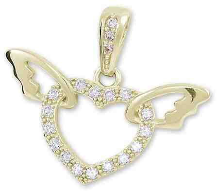 Brilio Zlatý přívěsek srdce s křídly 249 001 00624 + 2 měsíce na vrácení zboží