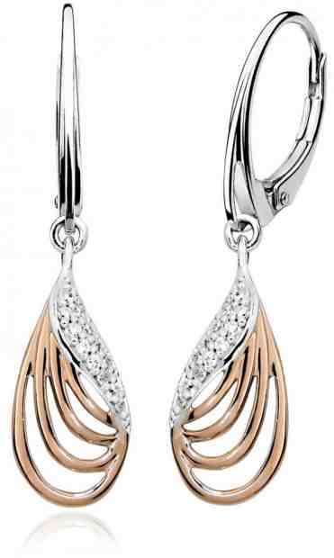 MOISS Módní bicolor náušnice se zirkony E0001318 + 2 měsíce na vrácení zboží