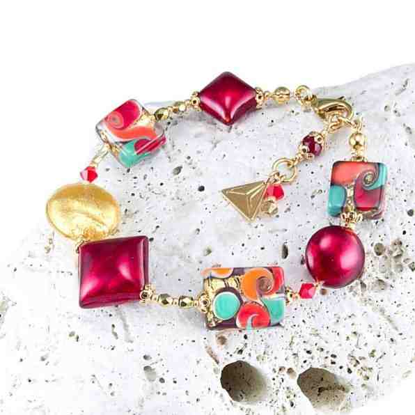 Lampglas Skvostný náramek Indian Summer s 24karátovým zlatem v perlách Lampglas BRO6 + 2 měsíce na vrácení zboží