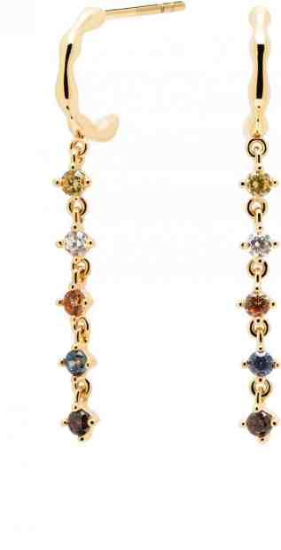 PDPAOLA Kruhové pozlacené náušnice ze stříbra s řetízky SAGE Gold AR01-303-U + 2 měsíce na vrácení zboží