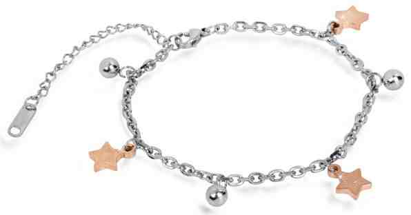 Troli Ocelový bicolor řetízek na nohu s přívěsky + 2 měsíce na vrácení zboží