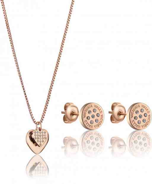 Victoria Walls Elegantní bronzová sada šperků s krystaly VS1117R (náušnice, náhrdelník) + 2 měsíce na vrácení zboží