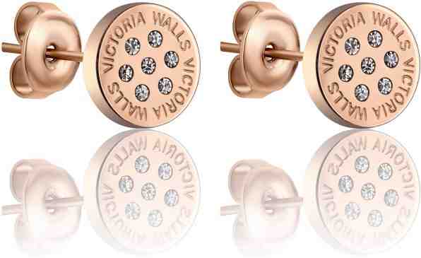 Victoria Walls Třpytivé bronzové náušnice pecky s krystaly VE1114R + 2 měsíce na vrácení zboží
