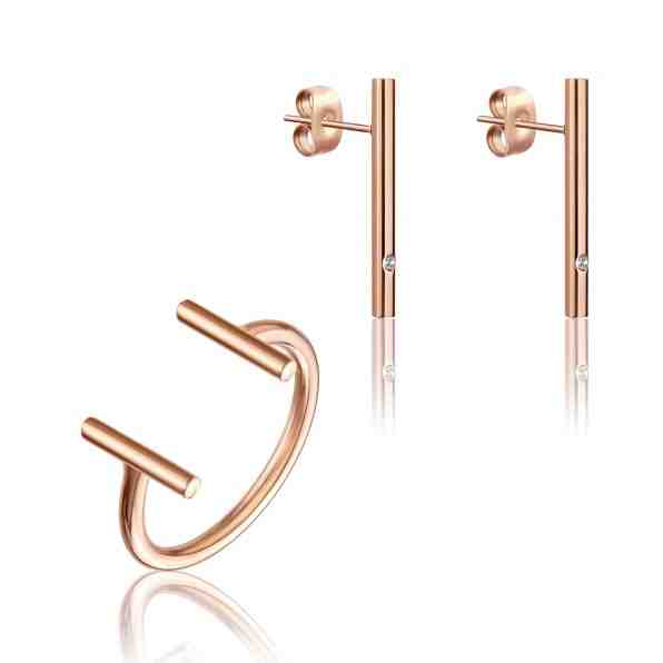 Emily Westwood Stylová sada minimalistických šperků WS051R (náušnice, prsten) + 2 měsíce na vrácení zboží