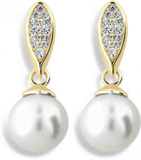Cutie Jewellery Luxusní náušnice ze žlutého zlata s pravými perlami a zirkony Z6412-3124-10-X-1 + 2 měsíce na vrácení zboží