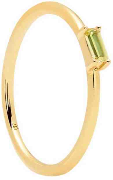 PDPAOLA Minimalistický pozlacený prsten ze stříbra se zeleným zirkonem APPLE AMANI Gold AN01-147 54 mm + 2 měsíce na vrácení zboží