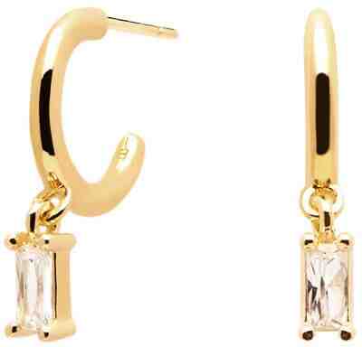 PDPAOLA Pozlacené kruhové náušnice se zirkonovými přívěsky ALIA Gold AR01-115-U + 2 měsíce na vrácení zboží