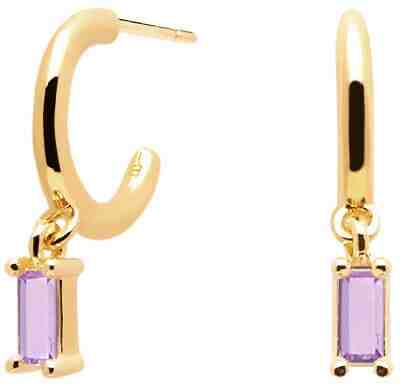 PDPAOLA Hravé kruhové náušnice s přívěsky PURPLE ALIA Gold AR01-117-U + 2 měsíce na vrácení zboží