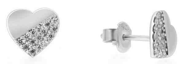 Brilio Silver Stříbrné náušnice Srdce se zirkony SILVER002 + 2 měsíce na vrácení zboží