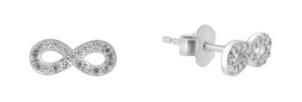 Brilio Silver Třpytivé stříbrné náušnice nekonečno GOLD050 + 2 měsíce na vrácení zboží