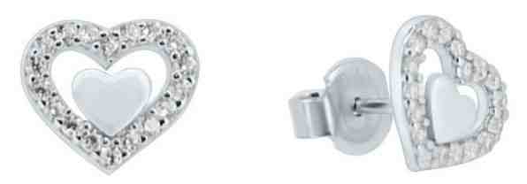 Brilio Náušnice z bílého zlata srdíčka se zirkony GOLD020_AU_W + 2 měsíce na vrácení zboží