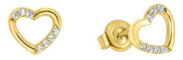 Brilio Náušnice ze žlutého zlata srdce se zirkony GOLD053_AU_Y + 2 měsíce na vrácení zboží