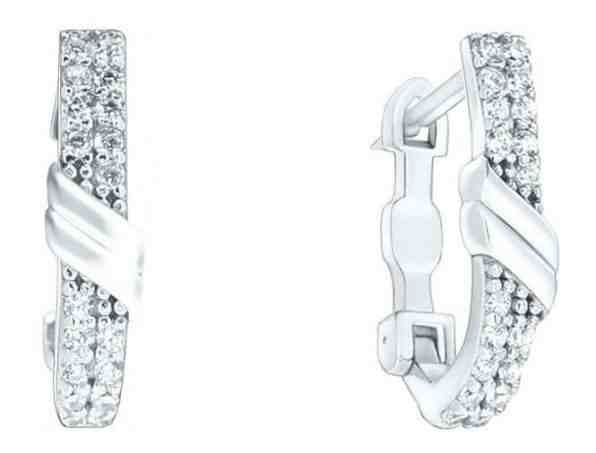 Brilio Třpytivé náušnice z bílého zlata se zirkony pe058_AU_W + 2 měsíce na vrácení zboží