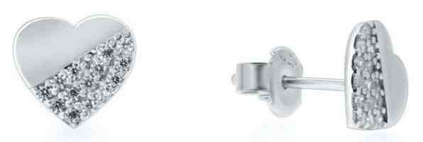 Brilio Romantické náušnice z bílého zlata se zirkony SILVER002_AU_W + 2 měsíce na vrácení zboží