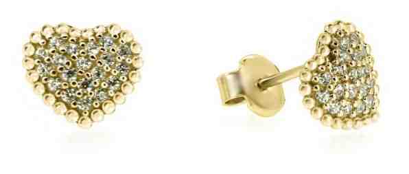 Brilio Něžné náušnice srdíčka ze žlutého zlata se zirkony SILVER007_AU_Y + 2 měsíce na vrácení zboží
