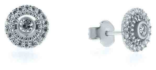 Brilio Krásné náušnice z bílého zlata se zirkony SILVER014_AU_W + 2 měsíce na vrácení zboží