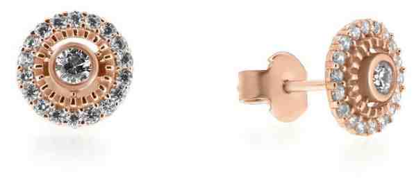 Brilio Krásné náušnice z růžového zlata se zirkony SILVER014_AU_R + 2 měsíce na vrácení zboží