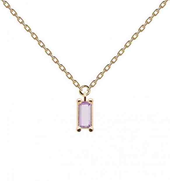 PDPAOLA Něžný pozlacený náhrdelník s přívěskem PURPLE ASANA Gold CO01-133-U + 2 měsíce na vrácení zboží