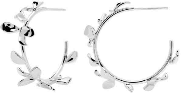 PDPAOLA Něžné květinové náušnice kruhy LILY Silver AR02-193-U + 2 měsíce na vrácení zboží