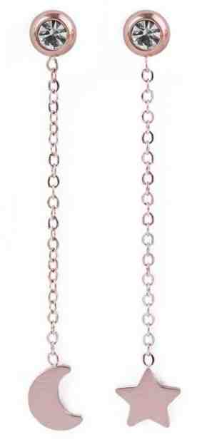 Vuch Dlouhé asymetrické bronzové naušnice Infinity Rosegold + 2 měsíce na vrácení zboží