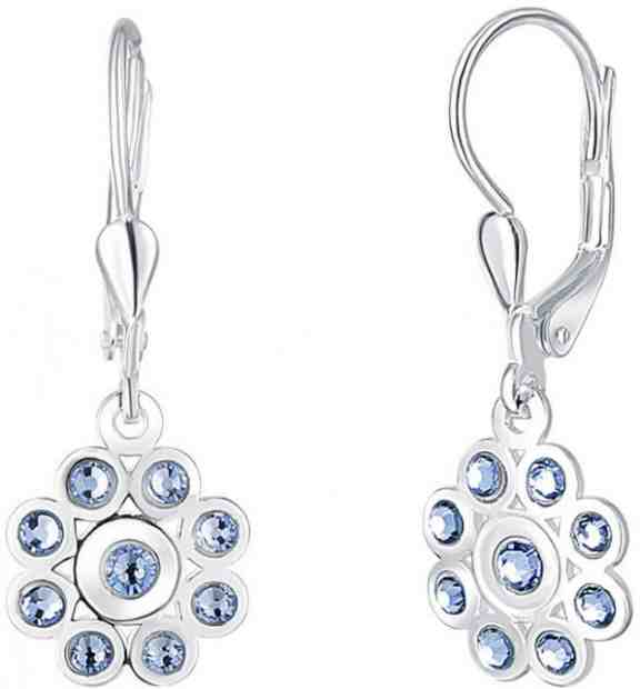 Praqia Stříbrné květinové náušnice s modrými krystaly Mia NA6087_RH + 2 měsíce na vrácení zboží