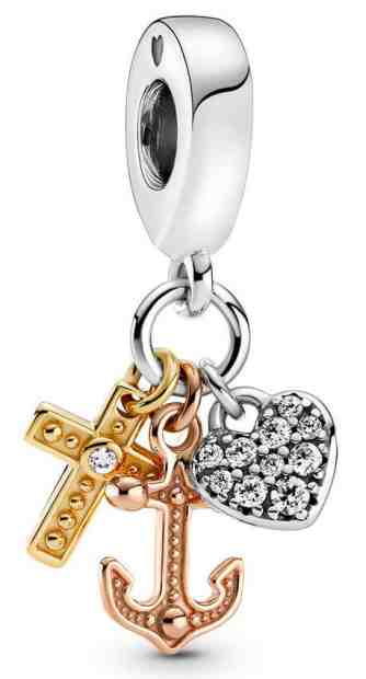 Pandora Tricolor stříbrný přívěsek Kříž, kotva, srdce 799354C01 + 2 měsíce na vrácení zboží