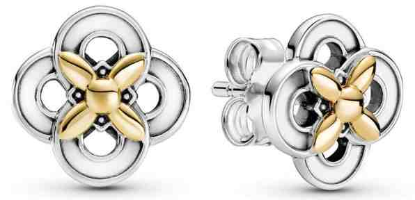 Pandora Stříbrné bicolor náušnice Květina 299349C00 + 2 měsíce na vrácení zboží