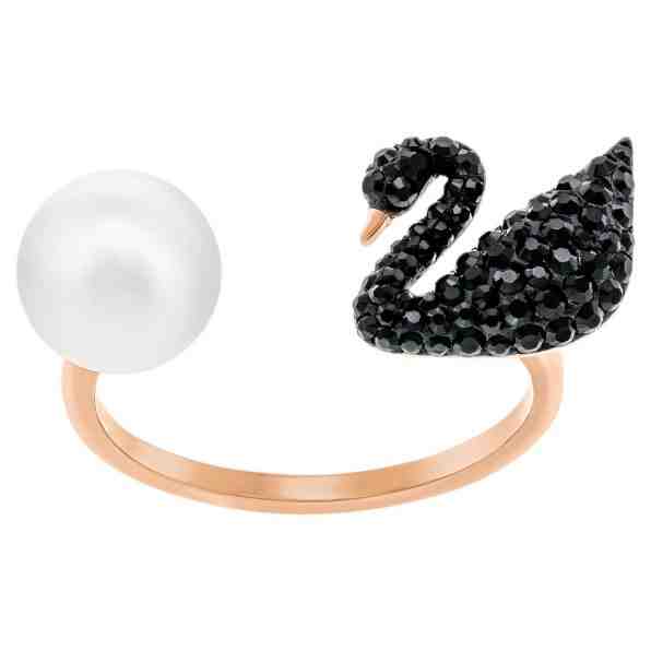 Swarovski Luxusní otevřený prsten s labutí a perlou Iconic Swan 5256266 48 mm + 2 měsíce na vrácení zboží