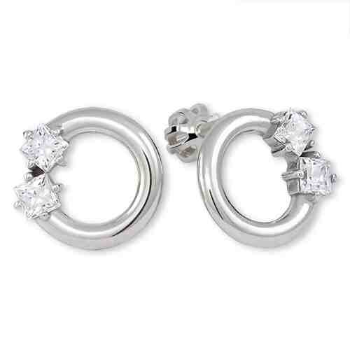 Brilio Silver Jemné kroužky s krystaly 436 001 00491 04 + 2 měsíce na vrácení zboží