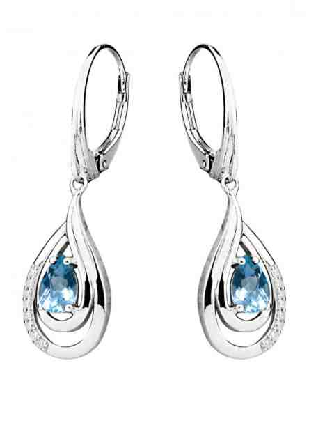 MOISS Luxusní stříbrné náušnice s topazy a zirkony EG000005 + 2 měsíce na vrácení zboží