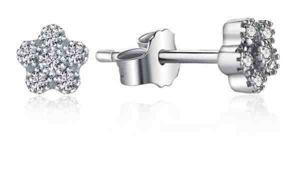 MOISS Třpytivé stříbrné náušnice pecky se zirkony Kytičky E0000212 + 2 měsíce na vrácení zboží