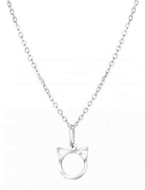 Praqia Stříbrný náhrdelník Kočička Amálka KO6339_BR030_40_RH  (řetízek, přívěsek) + 2 měsíce na vrácení zboží