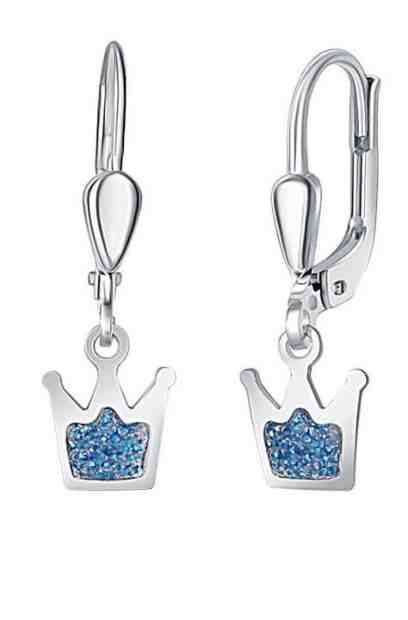 Praqia Dětské stříbrné náušnice Modrá korunka NA6356_RH + 2 měsíce na vrácení zboží