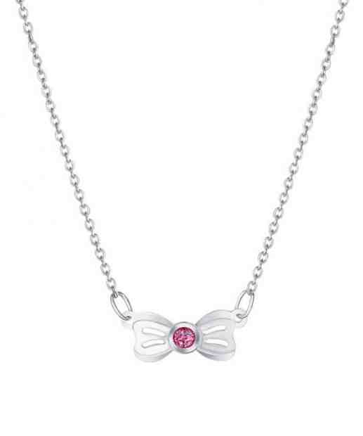 Praqia Hravý stříbrný náhrdelník Růžová mašlička N6353_RH + 2 měsíce na vrácení zboží