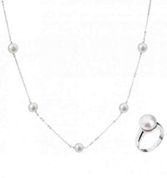 Evolution Group Zvýhodněná perlová souprava šperků Pavona 22015.1, 25001.1 (náhrdelník, prsten obvod 52 mm) + 2 měsíce na vrácení zboží